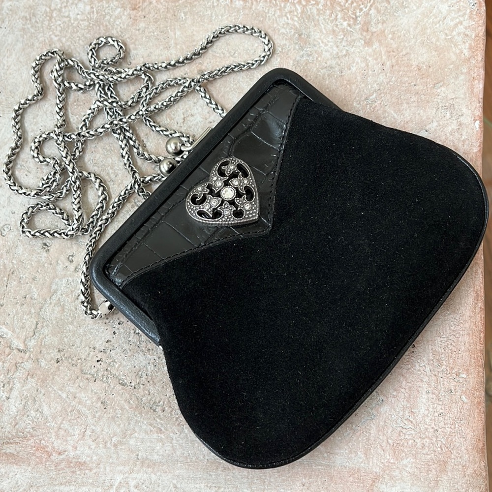 Brighton Suede and Leather Crossbody Purse with Detachable Chain - NWT
